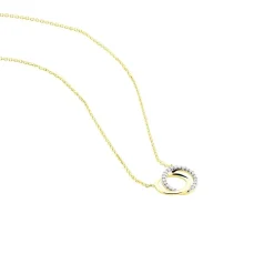 ABSOLU Damen Collier Gold Bicolor 375 (9 Karat) Diamant Weiß 0,07 ct Kreis