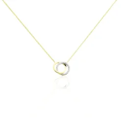 ABSOLU Damen Collier Gold Bicolor 375 (9 Karat) Diamant Weiß 0,07 ct Kreis