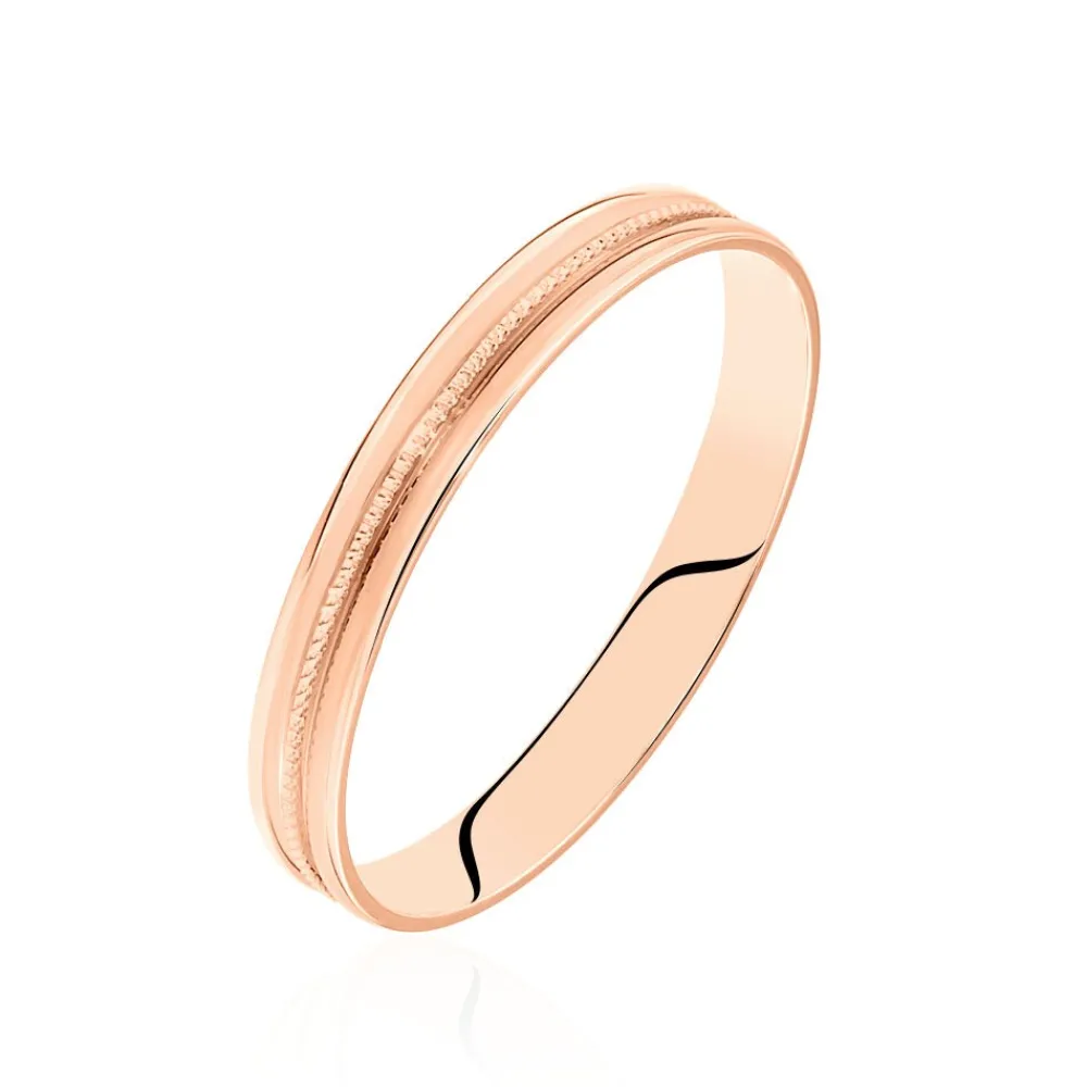 Marc Orian Alliances Or Rose|Bagues > Alliance Effet Perle Ruban Plat Or Rose