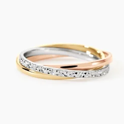 Marc Orian Bagues|Alliances > Alliance Entrelacee Diamantee Ruban Plat Or Tricolore