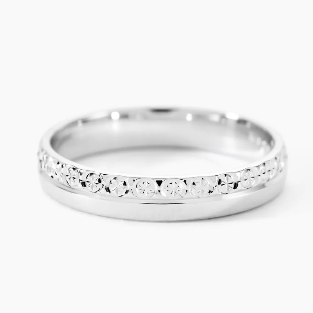 Marc Orian Bagues|Alliances > Alliance Fantaisie Diamantee Ruban Plat Or Blanc