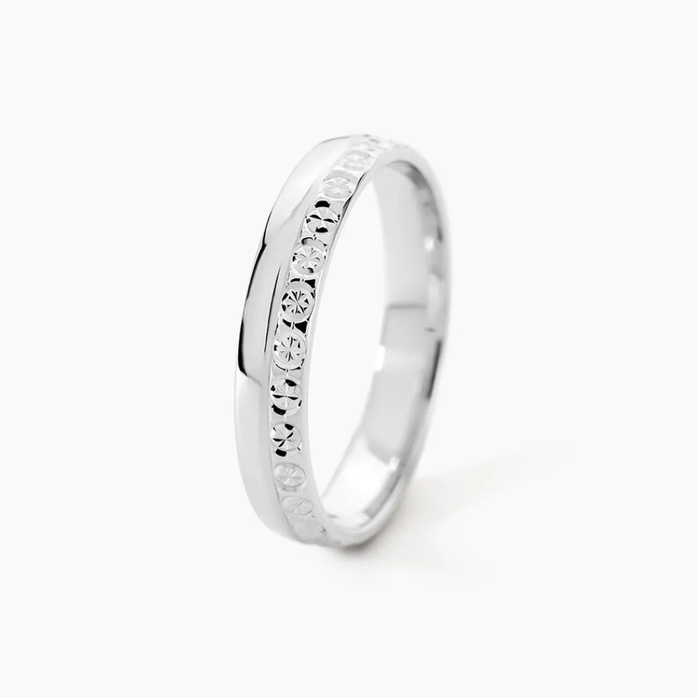 Marc Orian Bagues|Alliances > Alliance Fantaisie Diamantee Ruban Plat Or Blanc