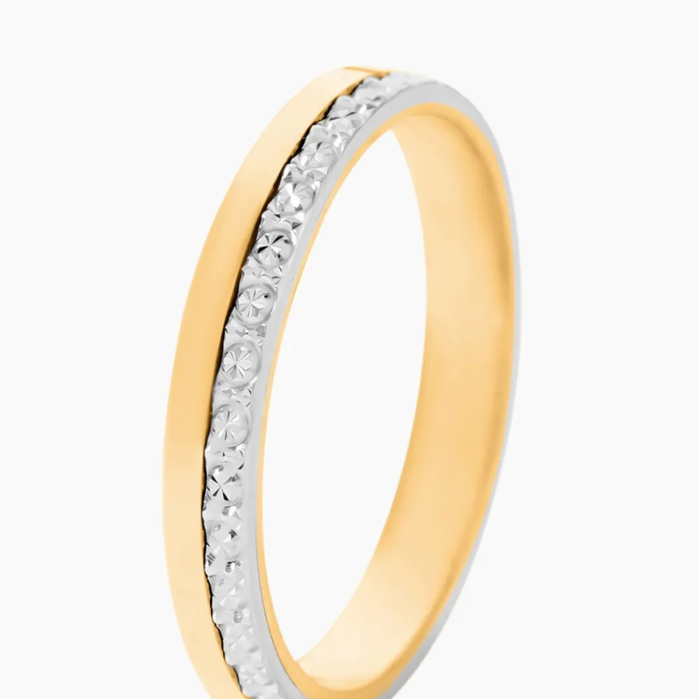 Marc Orian Bagues|Alliances > Alliance Fantaisie Diamantee Ruban Plat Or Bicolore