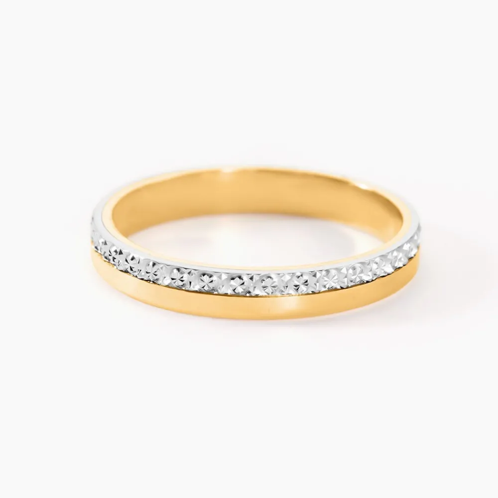 Marc Orian Bagues|Alliances > Alliance Fantaisie Diamantee Ruban Plat Or Bicolore
