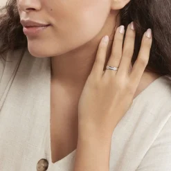 Marc Orian Bagues|Alliances > Alliance Fantaisie Diamantee Ruban Plat Or Blanc