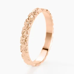 Marc Orian Alliances Or Rose|Bagues > Alliance Fleur Diamantee Ruban Plat Or Rose