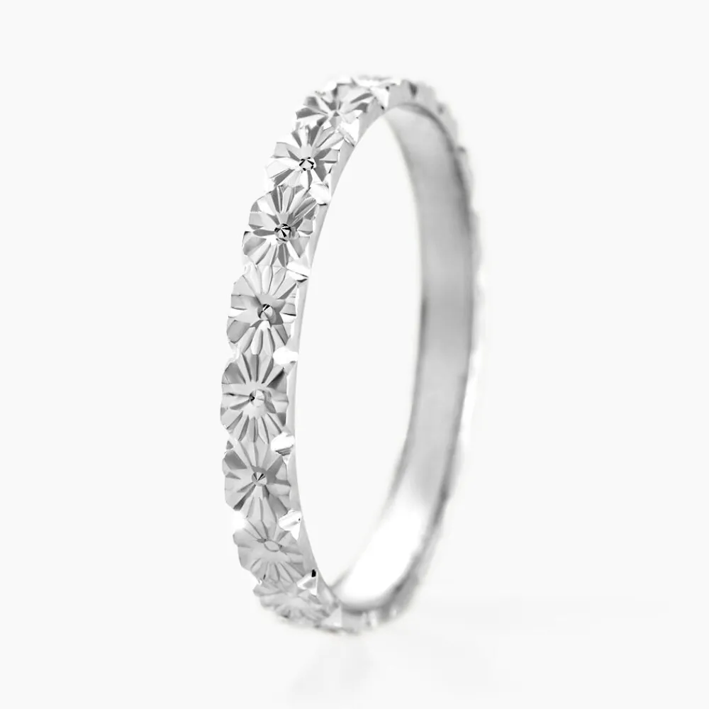 Marc Orian Bagues|Alliances > Alliance Fleur Diamantee Ruban Plat Or Blanc