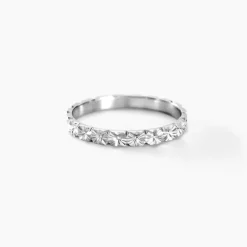 Marc Orian Bagues|Alliances > Alliance Fleur Diamantee Ruban Plat Or Blanc
