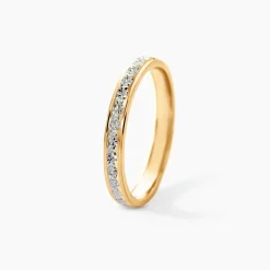 Marc Orian Bagues|Alliances > Alliance Grain De Folie Diamantee Ruban Plat Or Bicolore