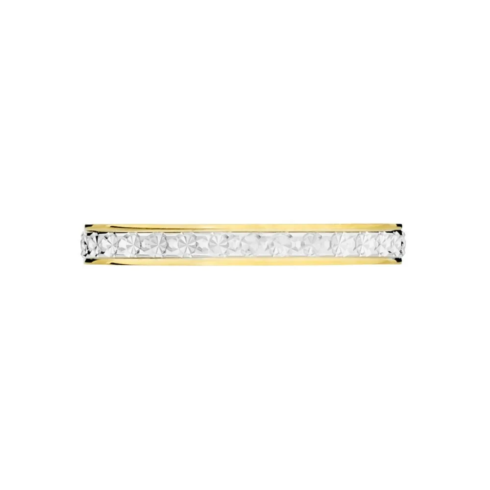 Marc Orian Bagues|Alliances > Alliance Grain De Folie Diamantee Ruban Plat Or Bicolore