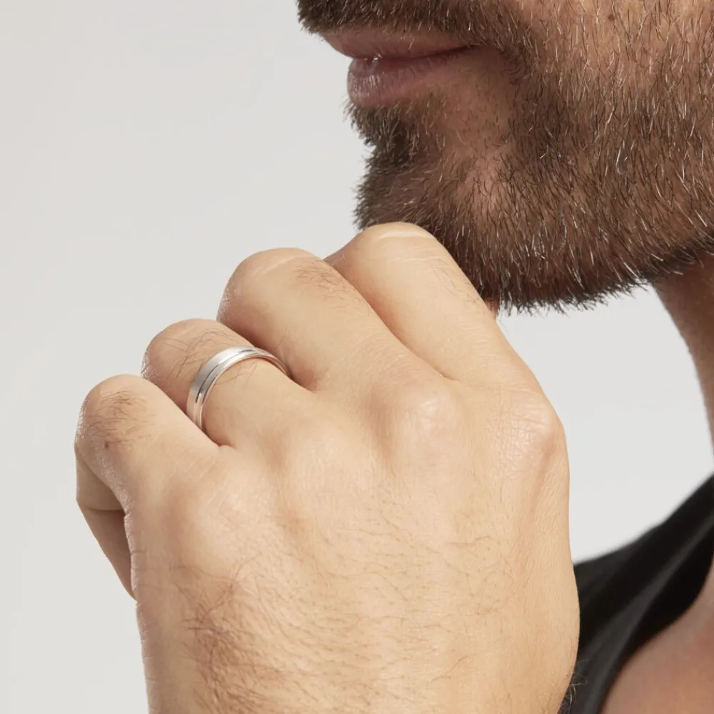 Marc Orian Bagues|Alliances > Alliance Julio Ruban Poli Brosse Or Blanc