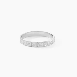 Marc Orian Bagues|Alliances > Alliance Marya Carree Diamantee Ruban Plat Or Blanc