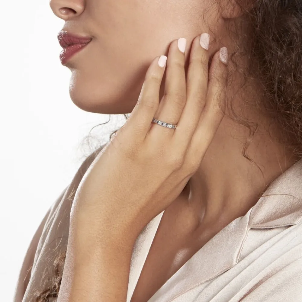 Marc Orian Bagues|Alliances > Alliance Marya Carree Diamantee Ruban Plat Or Blanc