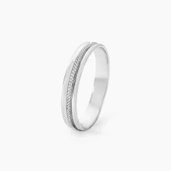Alliance Perlee Ruban Plat Or Blanc