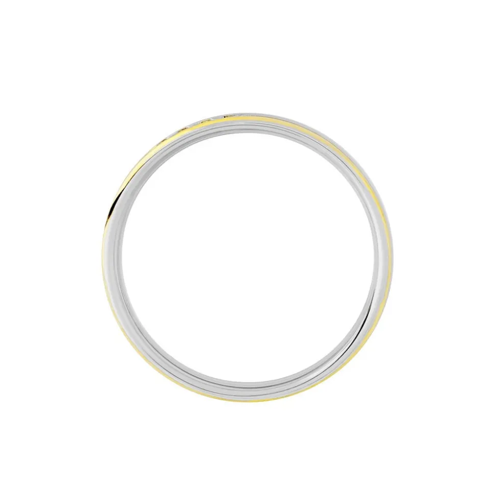 Alliance Serti Grains Ajoures Or Bicolore Diamant