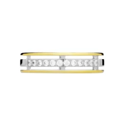 Alliance Serti Grains Ajoures Or Bicolore Diamant