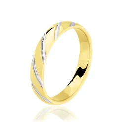 Marc Orian Bagues|Alliances > Alliance Strie Fantaisie Demi Jonc Classique Or Bicolore