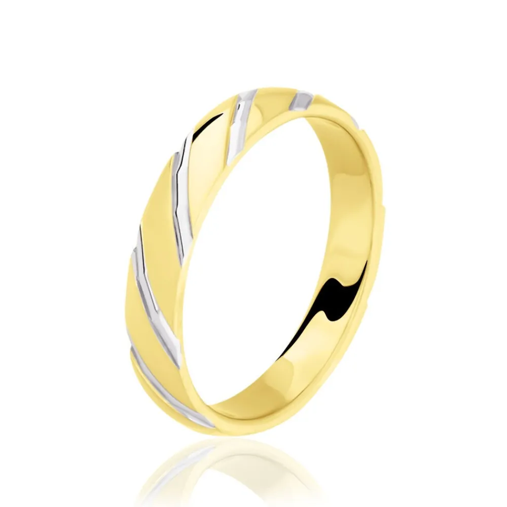 Marc Orian Bagues|Alliances > Alliance Strie Fantaisie Demi Jonc Classique Or Bicolore