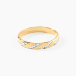 Marc Orian Bagues|Alliances > Alliance Strie Fantaisie Demi Jonc Classique Or Bicolore