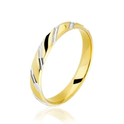 Marc Orian Bagues|Alliances > Alliance Strie Fantaisie Demi Jonc Classique Or Bicolore