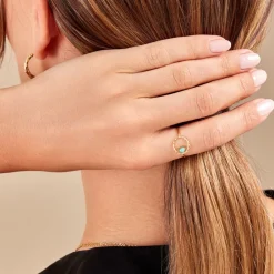 Marc Orian Bagues De Promesse|Bagues > Bague Acier Doré Amazonite