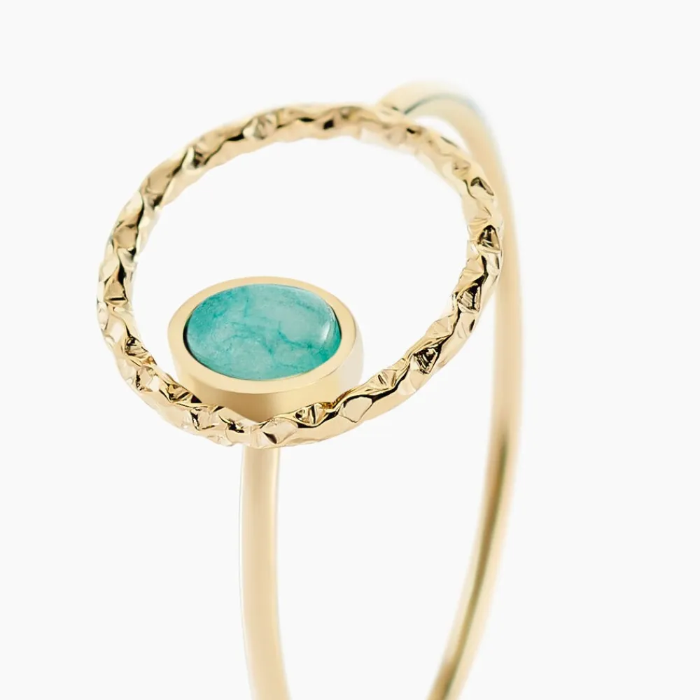 Marc Orian Bagues De Promesse|Bagues > Bague Acier Doré Amazonite