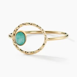 Marc Orian Bagues De Promesse|Bagues > Bague Acier Doré Amazonite