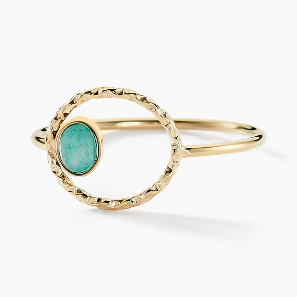 Marc Orian Bagues De Promesse|Bagues > Bague Acier Doré Amazonite