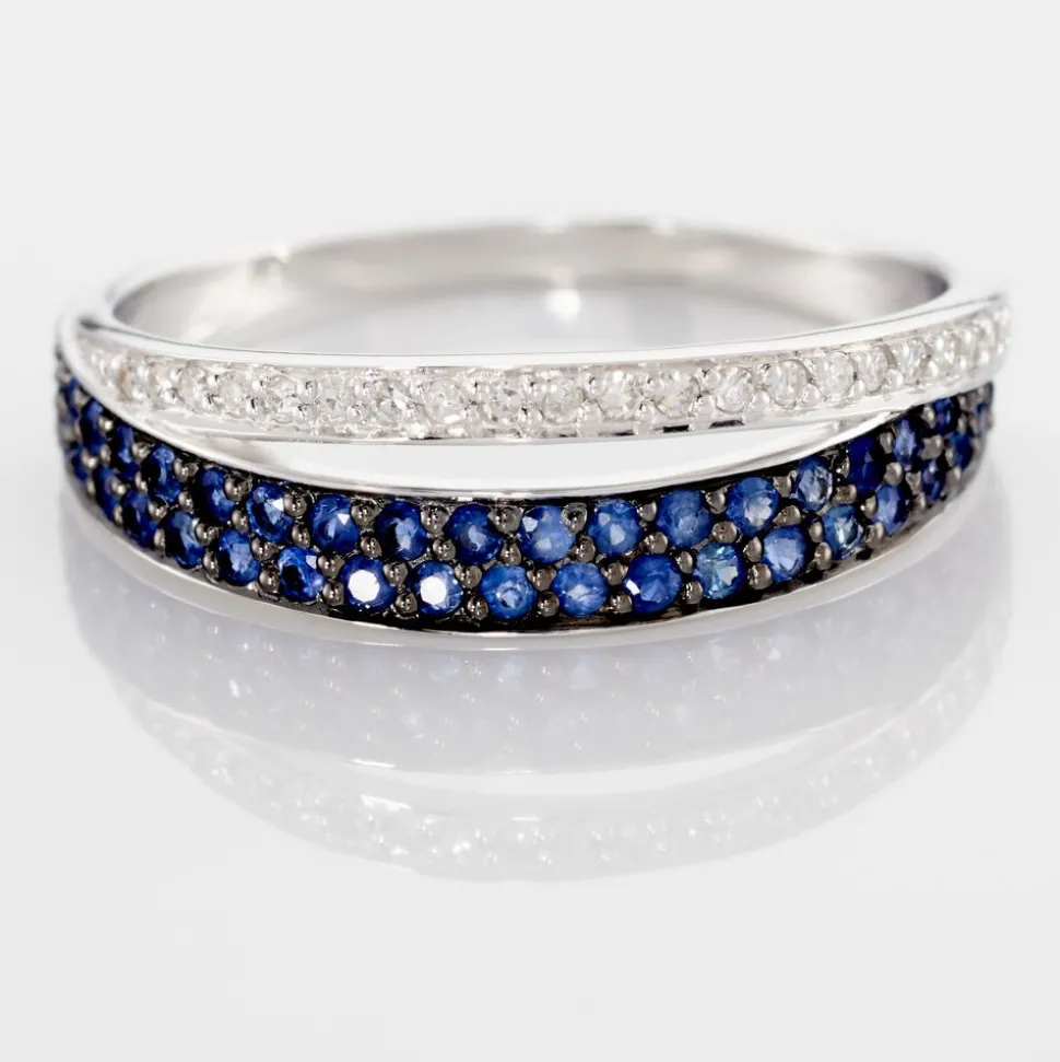 Bague Agapanthe Or Blanc Saphir Et Diamant