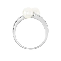 Bague Ajustable Argent Blanc Jeronimo Perle Oxydes De Zirconium