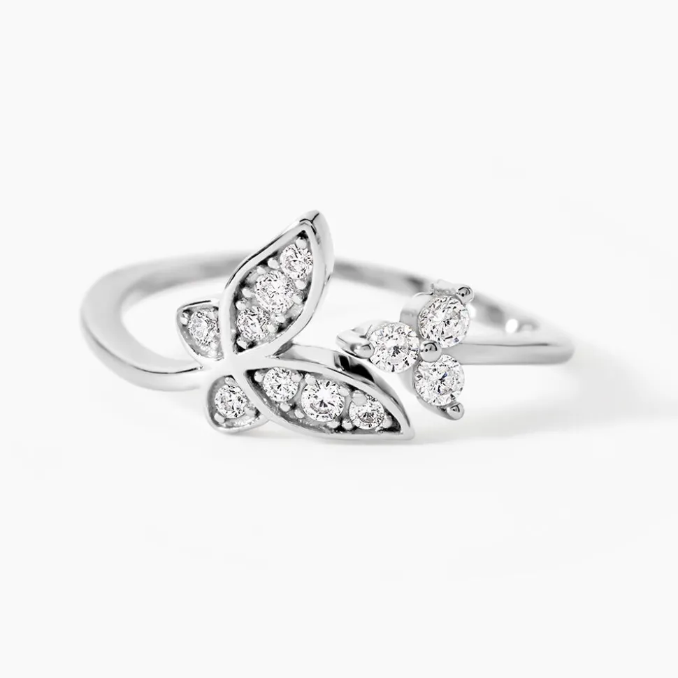 Bague Ajustable Cadfan Argent Blanc Oxyde De Zirconium