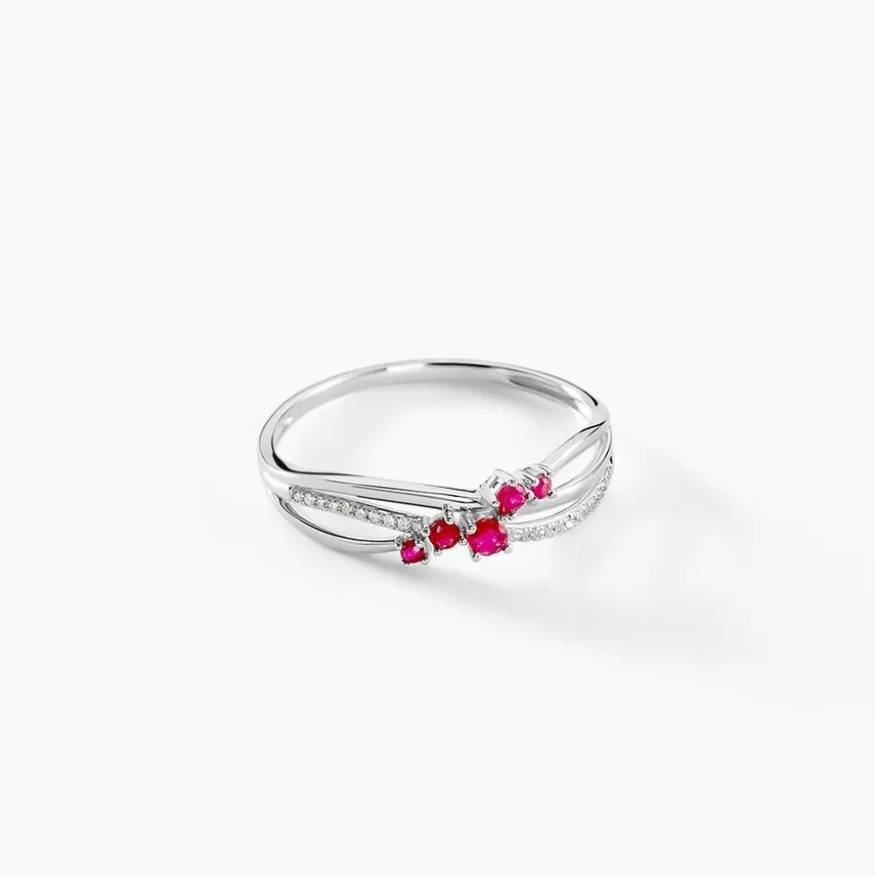 Bague Amarylis Or Blanc Rubis Diamant
