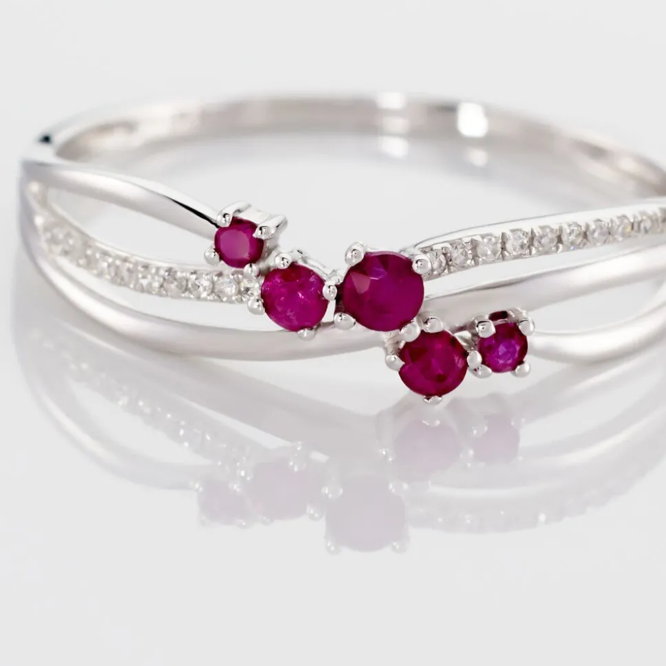 Bague Amarylis Or Blanc Rubis Diamant