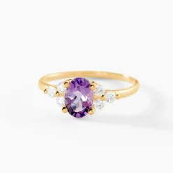 Bague Anaid Or Jaune Amethyste Et Oxyde De Zirconium