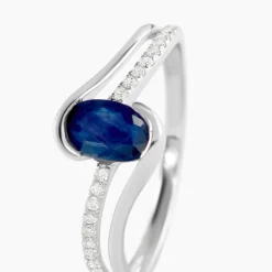 Bague Anja Or Blanc Saphir Et Diamant