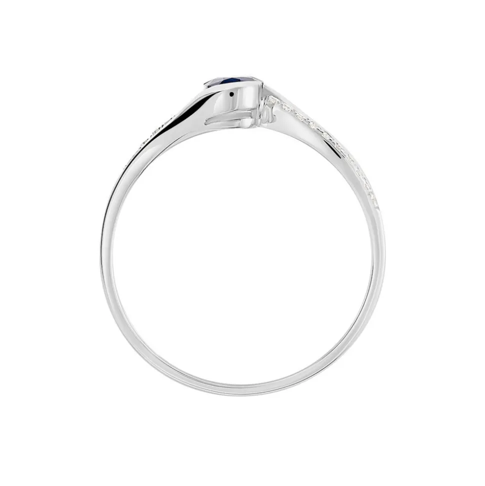 Bague Anja Or Blanc Saphir Et Diamant