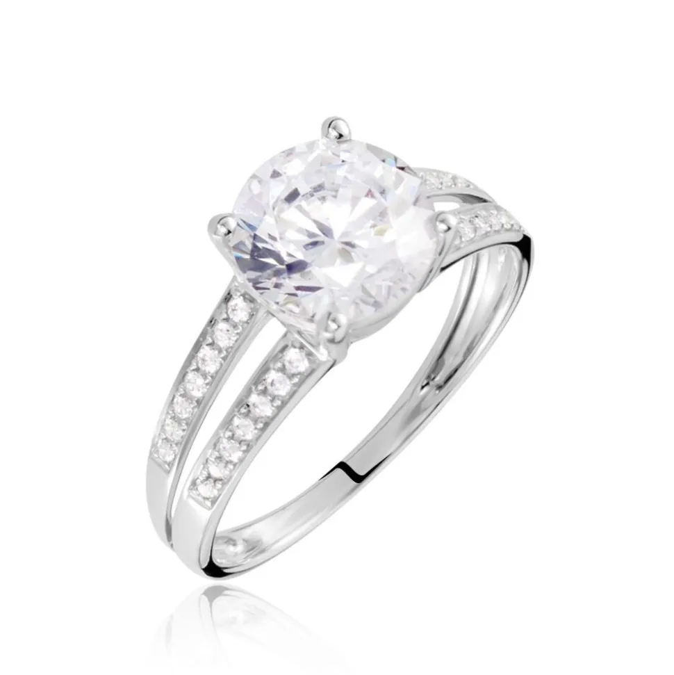 Bague Anthyme Or Blanc Oxyde De Zirconium