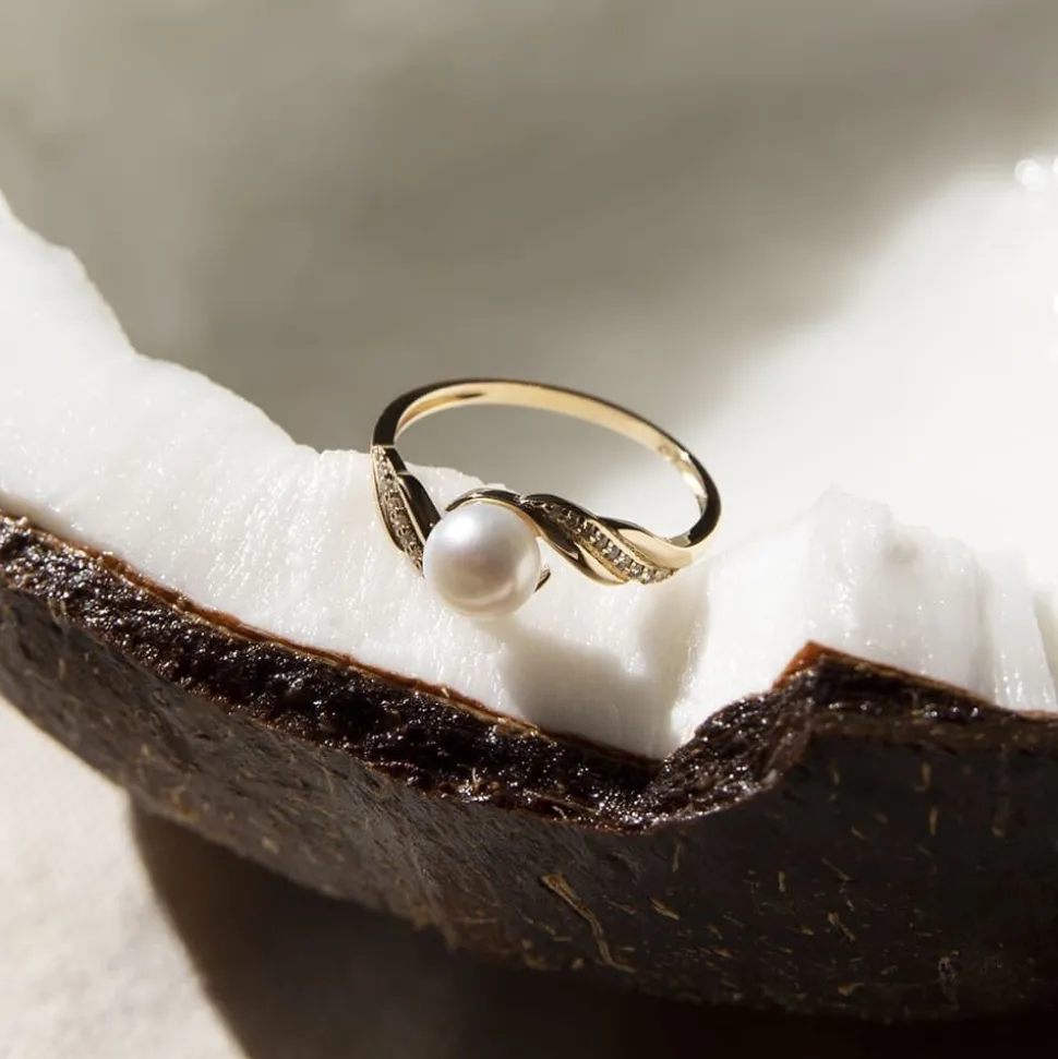 Bague Antoinette Or Jaune Perle De Culture Et Oxyde De Zirconium