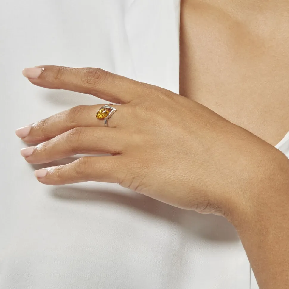 Bague Argent Blanc Nailla Ambre