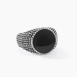 Bague Argent Blanc Tom Email Noir