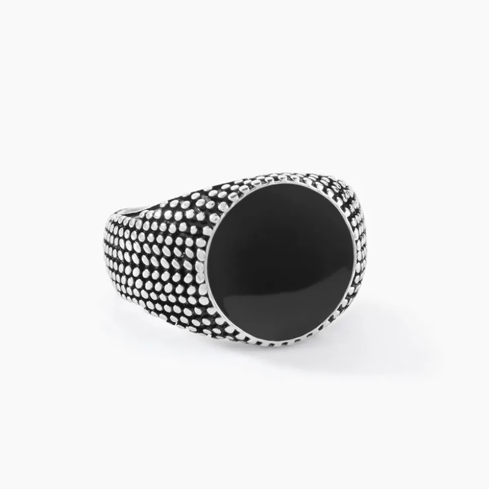 Bague Argent Blanc Tom Email Noir