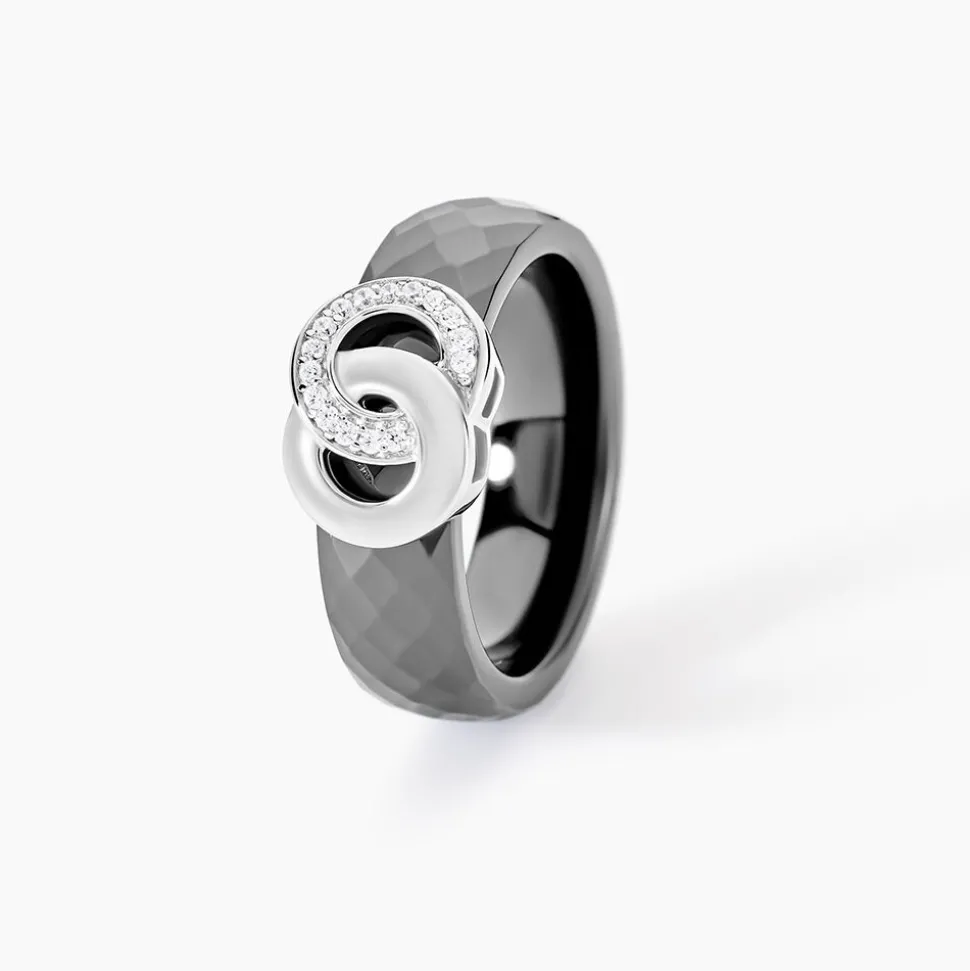 Bague Argent Blanc Valérie Oxyde De Zirconium Et Céramique