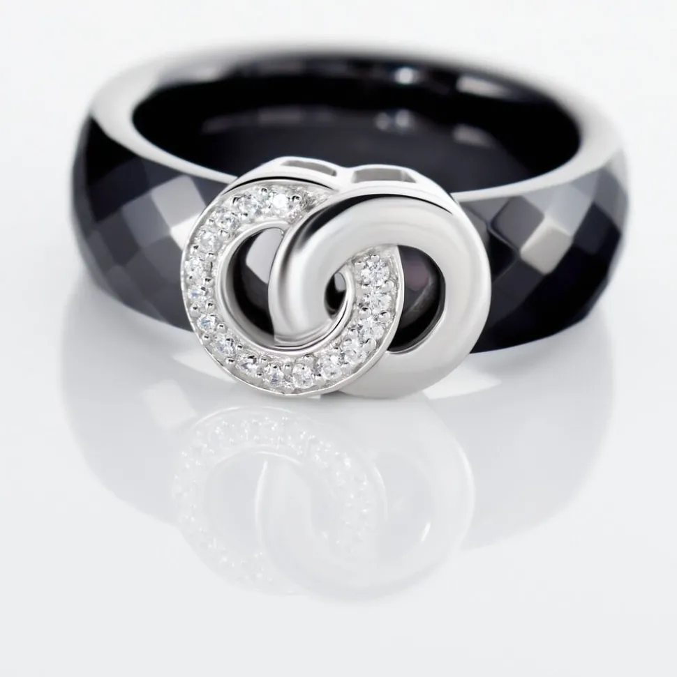 Bague Argent Blanc Valérie Oxyde De Zirconium Et Céramique