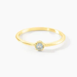 Bague Argent Jaune 925/1000 Cercle Topaze Bleu Sky