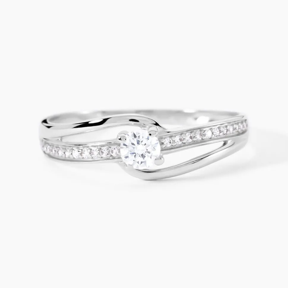 Bague Armelle Or Blanc Oxyde De Zirconium