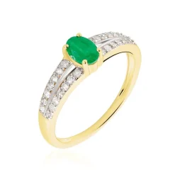 Bague Carlton Or Jaune Emeraude Diamant