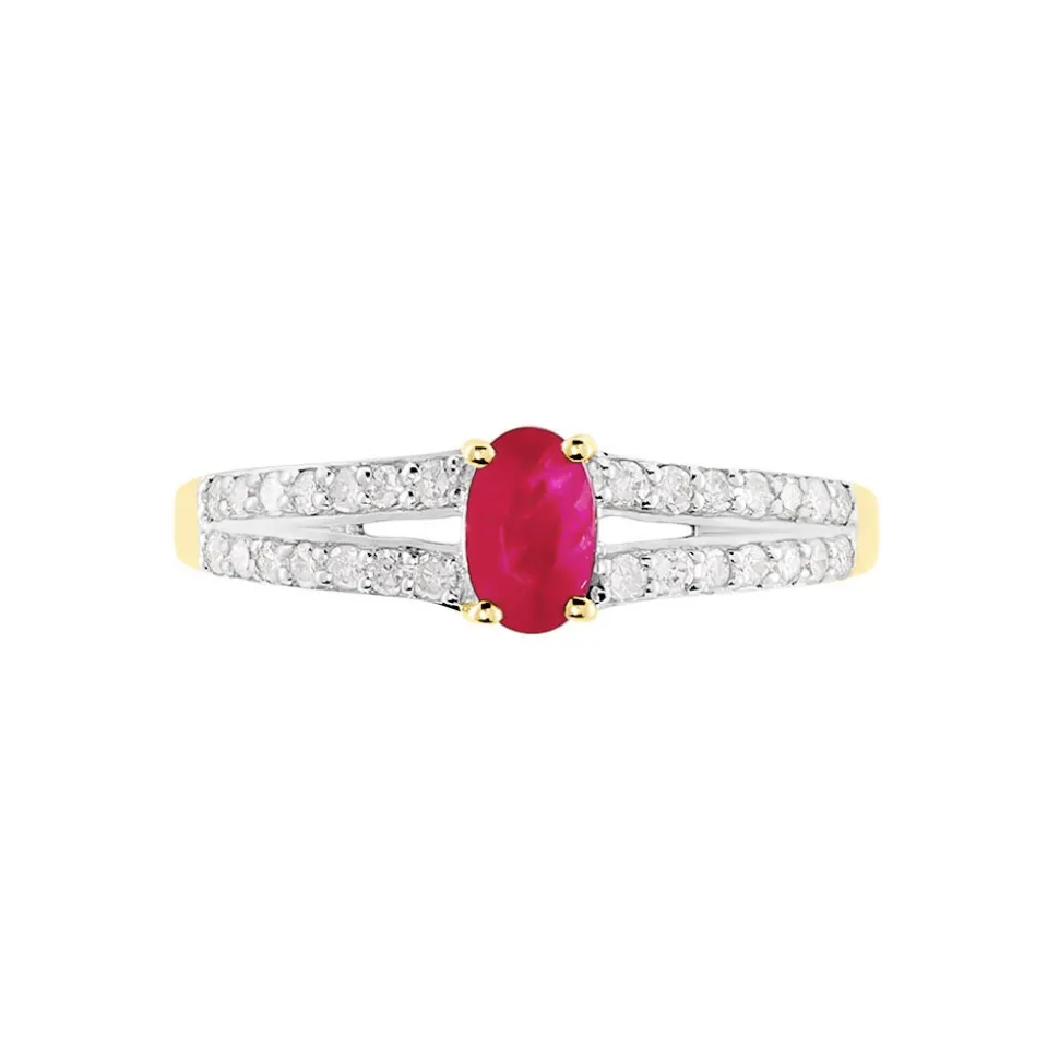 Bague Carlton Or Jaune Rubis Diamant