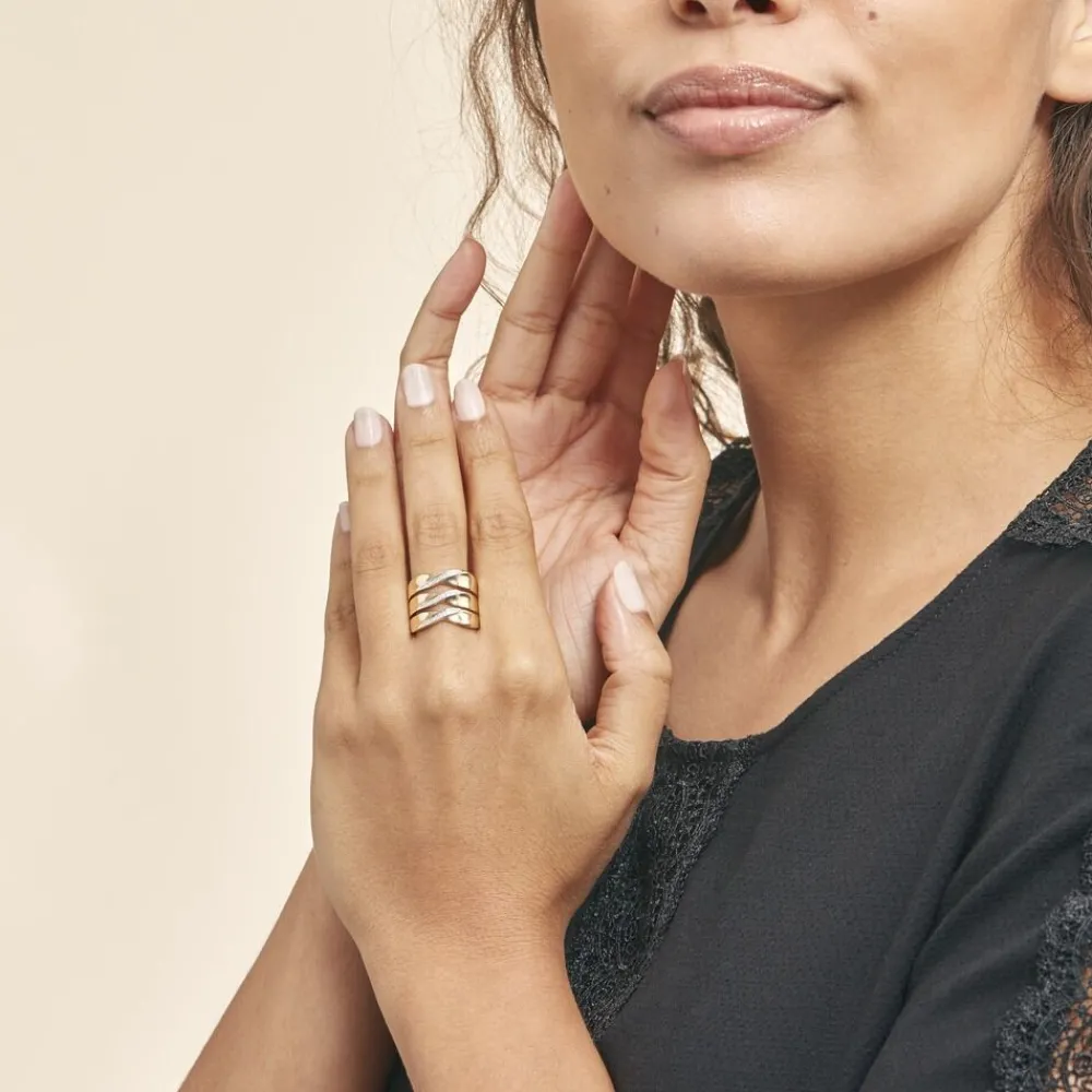 Marc Orian Bagues|Bagues Or Jaune > Bague Catharine 3 Rangs Or Jaune Diamant