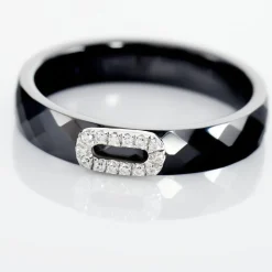 Bague Ceramik Design Argent Blanc Oxyde De Zirconium Et Céramique
