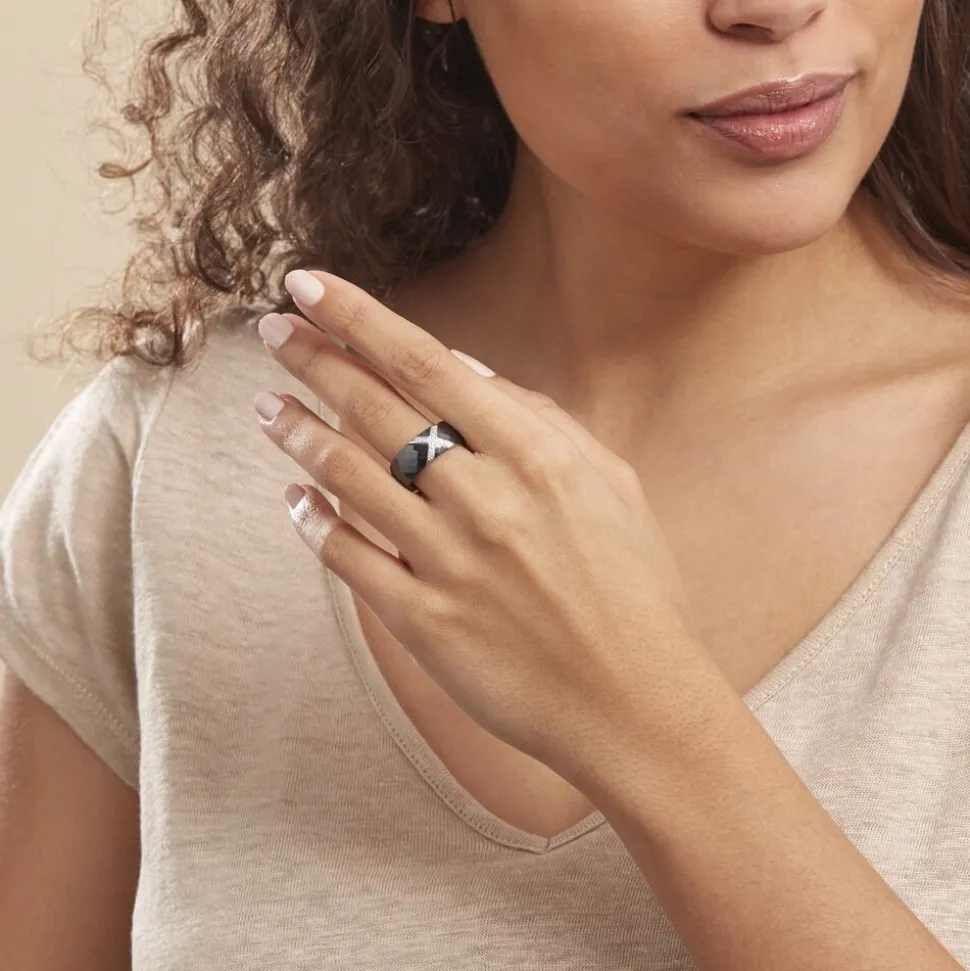Bague Ceramique X Argent Blanc Oxyde De Zirconium Et Céramique